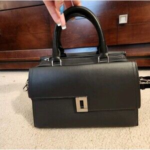 Karl Lagerfeld Paris™  Black Leather Satchel Shoulder Bag NWT 248$
